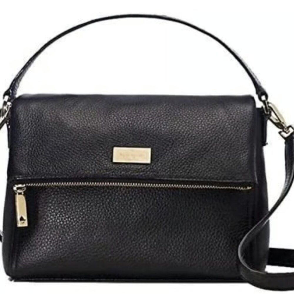 Kate Spade New York Highland Place Mini Maria Leather Crossbody, Black with Gold